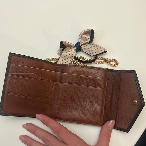 Authentic Louis Vuitton Monogram Leather Bifold Envelope Wallet on Chain WOC - Picture 7 of 15